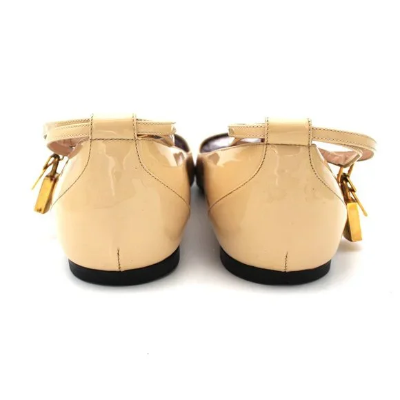 Tom Ford Padlock Patent Leather Gold Lock/Key Ankle Strap Ballet Flats Shoes 41 - Picture 6 of 7